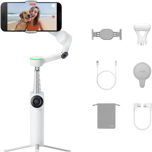 Miniatura 11 de Insta360 Flow 2 Pro AI Tracker Bundle gris – Primer cardán de teléfono AI en la industria con Apple DockKit, seguimiento pionero de 360º panorámica