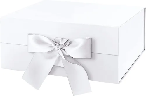 Caja de regalo HAPPY POTATO para regalos con cinta 9x6.5x3.8 pulgadas, caja de regalo blanca con tapa, cajas de propuesta para dama de honor (blanco