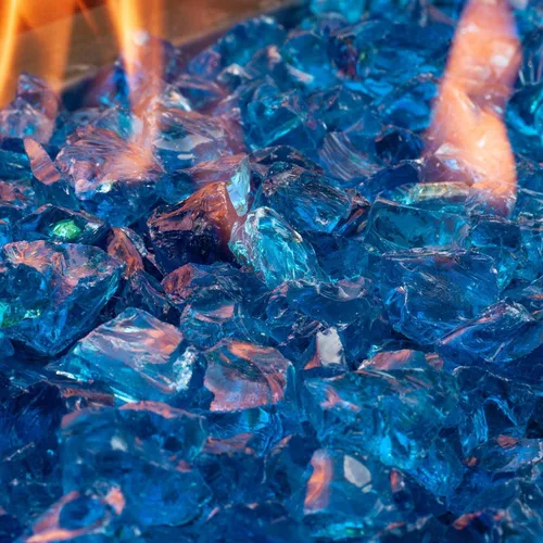 Miniatura 4 de Celestial Fire Glass - Triturado, azul tropical (1/2" a 3/4") Tarro de 10 libras
