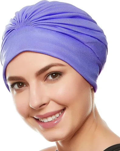 BEEMO Gorros de natación para mujer, turbante de natación, de poliéster, con forro de látex, plisado para mujer Púrpura