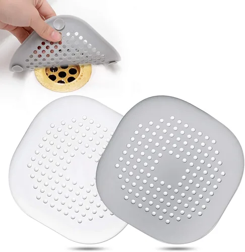 Miniatura 8 de Recolector de cabello cuadrado con ventosas para desagüe, tapón de silicona para ducha, fácil de instalar para baño, tina y cocina, 2
