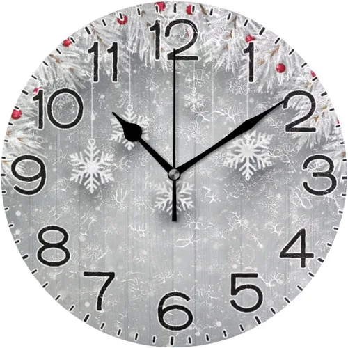 Miniatura 21 de ALAZA Reloj de pared cardenal de pájaro rojo de invierno, funciona con pilas, sin tictac, de cuarzo, analógico, rústico, rústico, reloj redondo