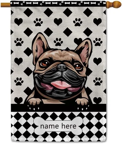 Miniatura 32 de Bandera personalizada de jardín para perro, lindo perro salchicha salchicha, lunares, búfalo, bandera a cuadros para decoración del hogar al aire