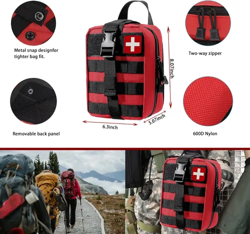 Miniatura 3 de Juego de 293 piezas – Kit de primeros auxilios Molle Bolsas de supervivencia de emergencia adecuado para actividades al aire libre, hogar, escuela