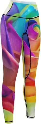 Miniatura 8 de Rainbow Rose High Waist Yoga Pants Tummy Control Stretch Leggings for Women