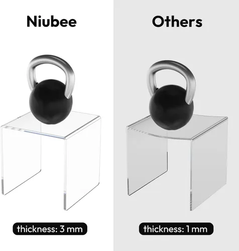 Miniatura 3 de NIUBEE Juego de 2 Elevadores de Acrílico para Exhibir Figuras Funko POP, Soportes Transparentes para Pasteles para Decoraciones de Mesa de Postres