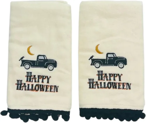 Miniatura 30 de Serafina Home Toallas de mano de baño de Halloween, fantasmas bordados, diseño Boo, juego de 2, color negro, 16 x 25 pulgadas