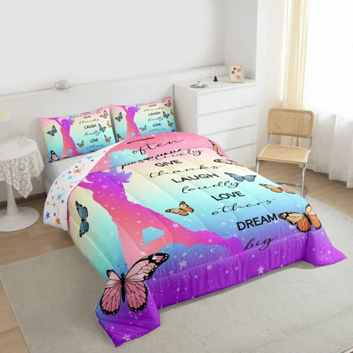 Miniatura 39 de Erosebridal Juego de ropa de cama de princesa de ballet, tamaño Queen, juego de edredón de 3 piezas para niñas bailarinas de ballet, lindo juego
