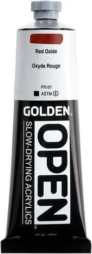 Miniatura 25 de GOLDEN OPEN Acrílicos de secado lento, Siena cruda, tubo de 2 fl oz, Pintura acrílica profesional, semiopaca Tierra de sierra natural