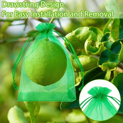 Miniatura 3 de Morcheiong 60 bolsas de protección de frutas de 6 x 8 pulgadas, bolsas reutilizables de red de frutas para árboles frutales, bolsas de malla de red