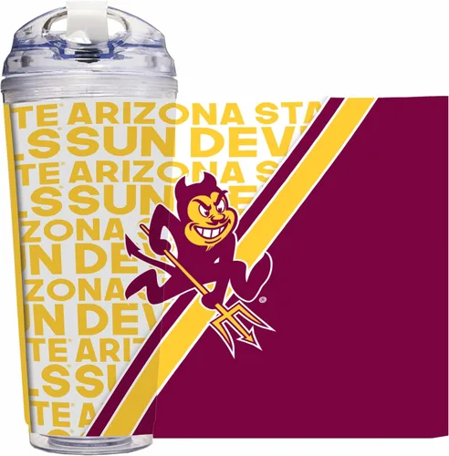 Miniatura 60 de Rico Industries Taza acrílica NCAA estándar de 24 onzas con tapa con bisagra, taza de doble pared oficialmente licenciada con pajita