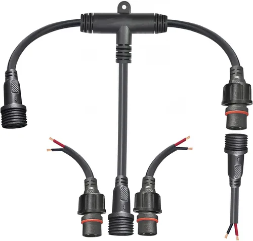 Miniatura 9 de Conector impermeable de 2 cables, conector LED macho hembra de 16 AWG de 2 pines con cable de extensión IP65, 7.9 in para automóvil, tira de luces