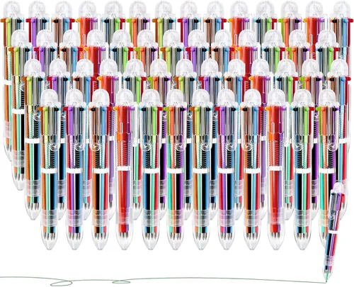 Miniatura 6 de Enyeopd Paquete de 6 bolígrafos multicolor en uno, bolígrafos divertidos para fiestas, bolígrafos retráctiles de colores para suministros de oficina