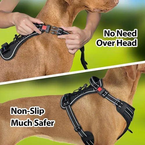 Miniatura 3 de PHOEPET Arnés táctico sin tirones para perro, chaleco de servicio con paneles Molle y bucle, fácil control con asa para perros pequeños (negro, S)