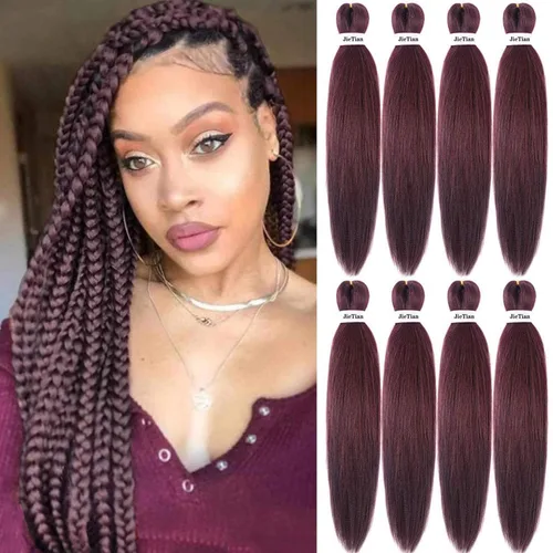 Miniatura 46 de Liang Dian Cabello Trenzado Preestirado Ombre de 12 Pulgadas, 8 Paquetes de Trenzas de Ganchillo Sintéticas, Ajuste con Agua Caliente, Extensiones