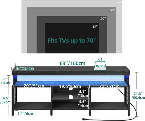 Miniatura 2 de YITAHOME Soportes de TV para sala de estar, soporte de TV para TV de 70/65 pulgadas, centro de entretenimiento con almacenamiento, soporte de TV LED