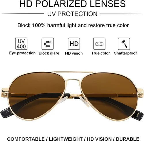 Miniatura 178 de Gleyemor Lentes de sol polarizados estilo aviador para niños y niñas, jóvenes, adolescentes, dos tamaños de 1.969 in y 2.047 in