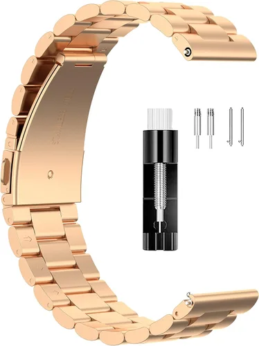 Miniatura 12 de FitTurn Correas compatibles con MAXTOP/GRV - Correa de reloj de acero inoxidable de metal de repuesto clásico duradero con hebilla de metal