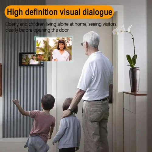 Miniatura 3 de Timbre con cámara inalámbrica sin suscripción con monitor para el hogar/apartamento, Timbre con cámara 1080P no necesita aplicación/WiFi, video