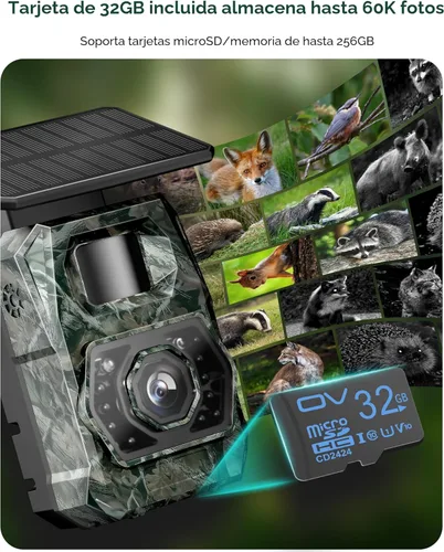 Miniatura 4 de Cámara de Rastreo Solar WiFi Bluetooth - Cámaras de Caza con Visión Nocturna, Sensor de Movimiento, Impermeable, Cámara de Ciervos Recargable