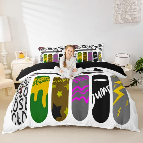 Miniatura 13 de Erosebridal Juego de funda de edredón con diseño de hojas y mono para niños, funda de edredón de animales divertidos, tamaño individual para niños