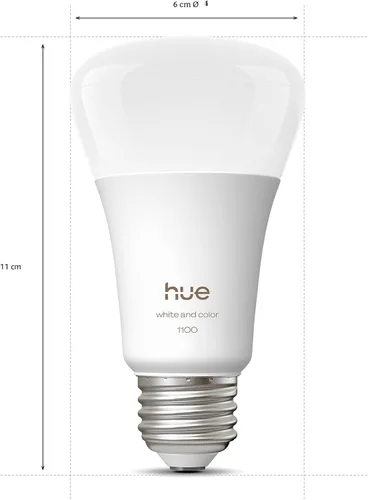 Miniatura 2 de Philips Hue Bombilla LED inteligente A19, 1 paquete, ambiente blanco y color, base E27, 9.5W, luz de espectro completo 1000K-20000K, 1100 lúmenes