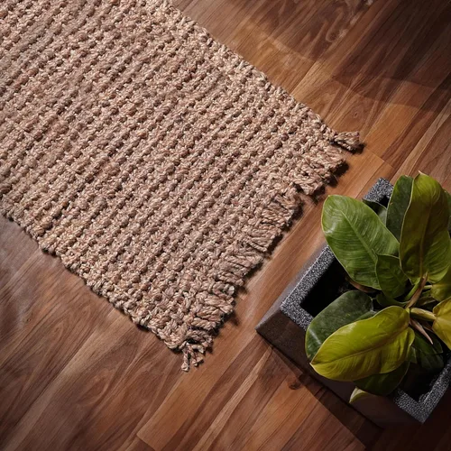 Miniatura 2 de Alfombra tejida a mano de yute grueso de 2 x 3 pies, natural, decoración de casa de campo, alfombra bohemia ideal para dormitorio, cocina, sala