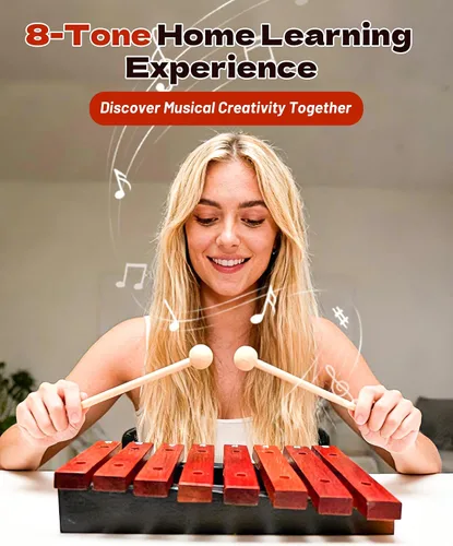 Miniatura 4 de Xilófono de madera profesional de 8 teclas con 2 mazos, instrumento de percusión afinado para conciertos para músicos, estudio y decoración del hogar