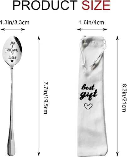 Miniatura 6 de Just a Spoonful of Sugar - Cuchara de acero inoxidable, cuchara para pastel de postre, regalos para mujeres, hombres, cumpleaños, Navidad, Acción
