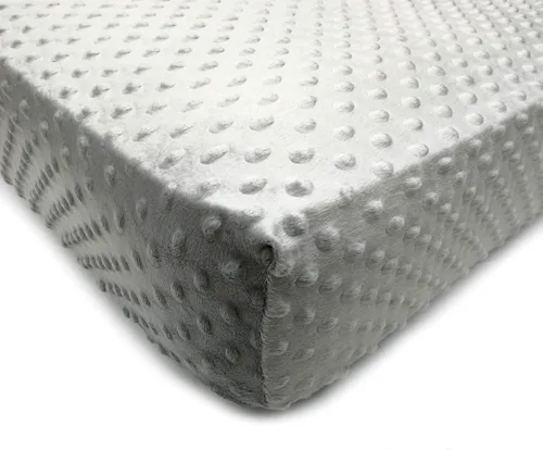 KiddyKlouds Sábanas de cuna para colchón estándar de cuna, para niños y niñas, neutrales, hechas de tela de felpa suave de lunares minky (gris)