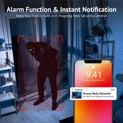 Miniatura 7 de Hugolog Cámaras de seguridad 3K 5MP para interiores y exteriores para seguridad del hogar, cámara para el hogar con visión nocturna a