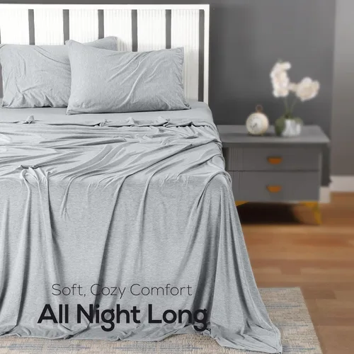 Miniatura 4 de Utopia Bedding Juego de sábanas tamaño individual – Sábanas de punto de jersey de 3 piezas – Algodón – Sábanas elásticas suaves para camiseta Gris