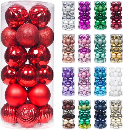 Miniatura 65 de XmasExp - Juego de 24 adornos de bola de Navidad mini irrompibles, adornos para árbol de Navidad, bolas de árbol de Navidad de 30 mm/1.18 pulgadas