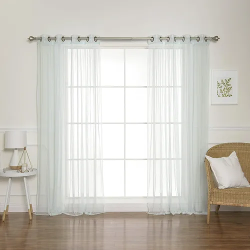 Miniatura 10 de Best Home Fashion juego de cortinas combinadas y mezcladas con estampado marroquí, para oscurecimiento de habitación, 4 unidades, arandelas
