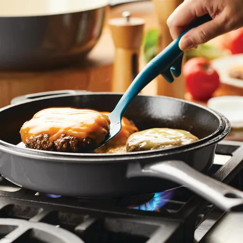 Miniatura 6 de Rachael Ray Horno holandés 3 en 1 de hierro fundido esmaltado con sartén/salteado, 4 cuartos de galón, gris