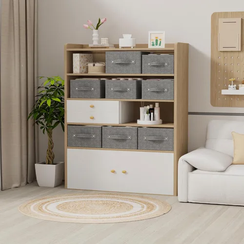 Miniatura 2 de Cajas de almacenamiento plegables, cestas organizadoras de tela, cubos para organizar el hogar, la oficina y el armario, gris, paquete de 2, 13.0 x
