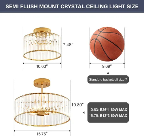 Miniatura 4 de Lámpara de techo semiempotrada de cristal dorado moderna, lámpara de pasillo moderna de montaje semiempotrado, lámpara de techo de metal cercana al
