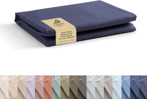 Miniatura 81 de Sábanas de 100% algodón percal, tamaño King, 1 sábana encimera, ropa de cama fresca, resistente y transpirable, crema