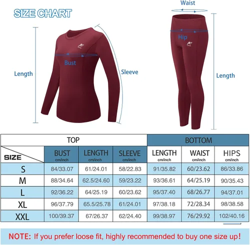 Miniatura 6 de Thermal Underwear for Women, Winter Warm Base Layer Compression Set, Fleece Lined Long Johns Running Skiing