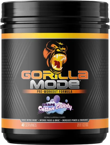 Miniatura 14 de Gorilla Mind Pre entrenamiento - Bombas masivas de energía de enfoque láser - L-citrulina, creatina, L-tirosina, betaína, hidroprime, alfa-GPC, 400