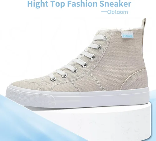 Miniatura 15 de Obtaom Zapatos de lona de alta calidad para mujer/hombre para jugar a media pantorrilla, zapatillas de deporte de moda casuales con cordones de alta