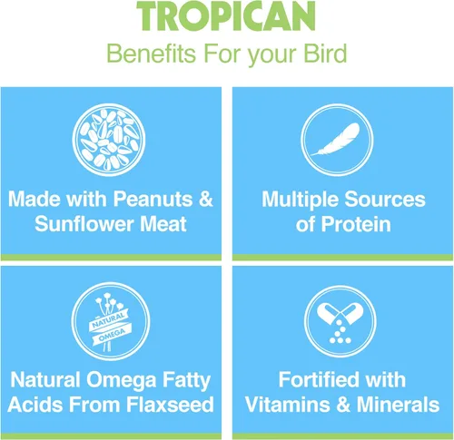 Miniatura 5 de Hari Tropican Bird Food, alimento para loros con cacahuetes y semillas de girasol, gránulos de cacatúas, fórmula de por vida, 0.079 in, bolsa de 25