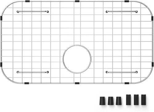 Miniatura 9 de Rejilla protectora para fregadero de 26-1/16" x 14-1/16", drenaje centrado con radio de esquina 3-1/2", material de acero inoxidable 304