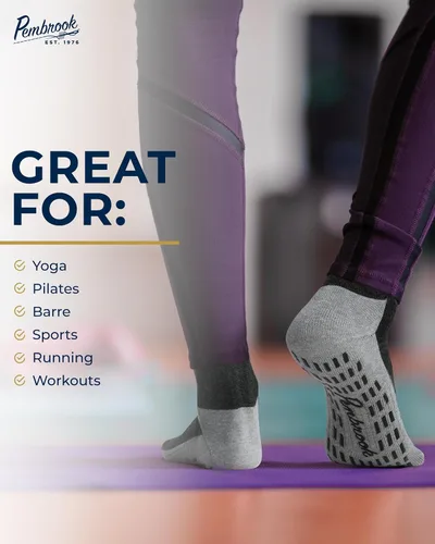 Miniatura 21 de Pembrook 4 pares de calcetines antideslizantes para hombres, mujeres, marido, papá, calcetines de agarre para hospital, yoga, pilates, barre