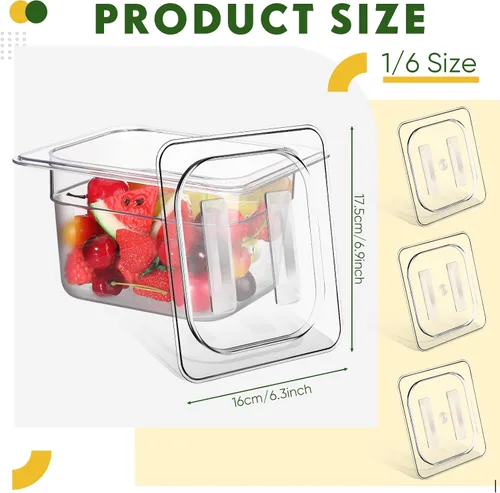 Miniatura 4 de 6 tapas de policarbonato para sartenes de alimentos con asa, 1/6 1/2 pulgadas, tapa transparente de plástico para hotel, tapas de hotel