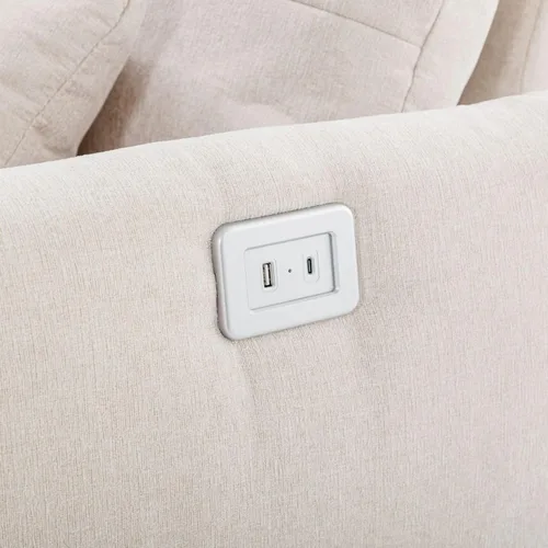 Miniatura 7 de KEVINSPACE Sofá moderno de 113.3 pulgadas, sofá de 3 plazas para sala de estar, sofá de tela de felpilla con puertos USB otomano, juego de 3