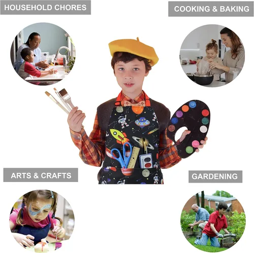 Miniatura 7 de Delantal para niños - cocina, jardinería, artista, pintura, limpieza, horneado, cerámica, chef, cocina, regalo para niños, niñas Space