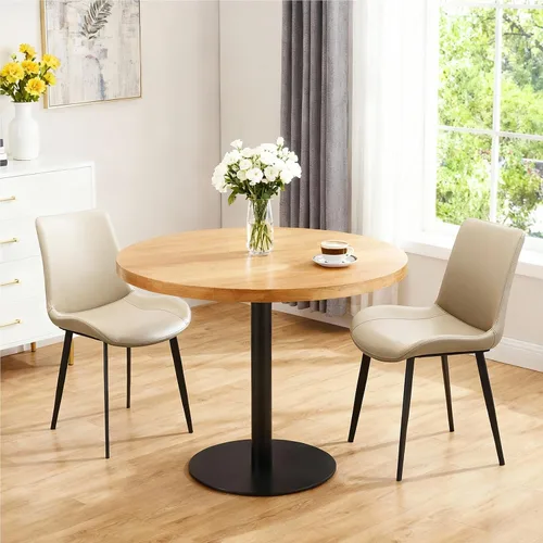 Juego de 2 sillas de comedor modernas, sillas de comedor de cuero PU, sillas de cocina tapizadas con respaldo ergonómico y patas de metal