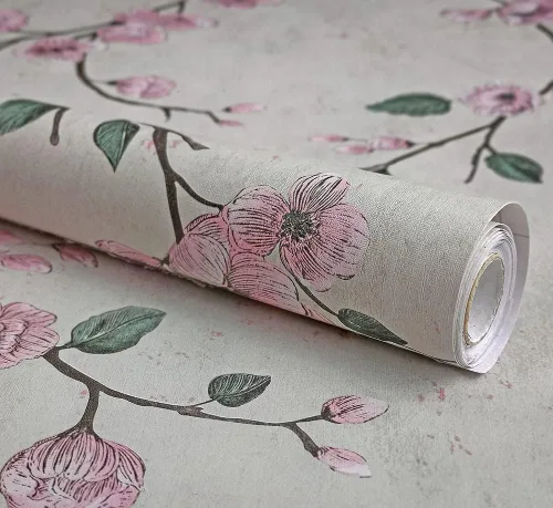 Miniatura 10 de Papel tapiz floral para despegar y pegar, 17.7 pulgadas x 9.8 pies, flor de ciruela verde, extraíble, autoadhesivo, papel de contacto decorativo