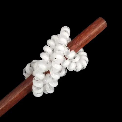 Miniatura 5 de 15 lazos para el cabello en espiral, sin pliegues, cable de teléfono, bobinas de plástico para el cabello en blanco
